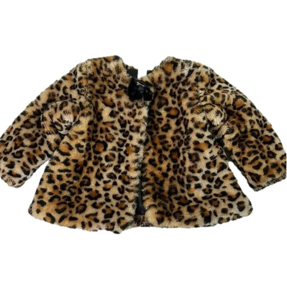 Toddler Girl Little Me Fluffy Leopard Print Winter Dress  Coat - Picture 1 of 8